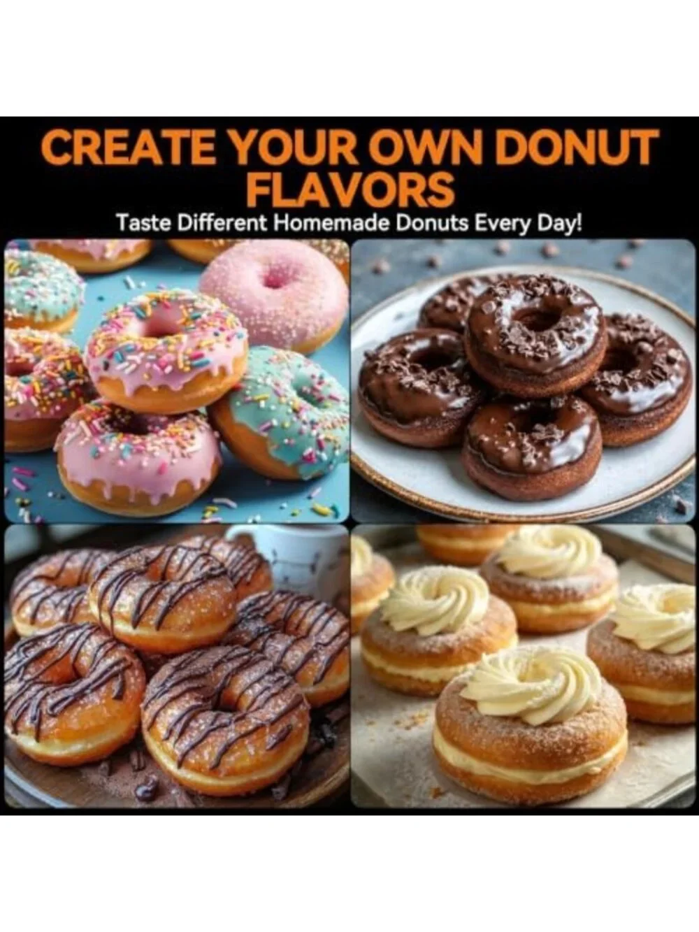 Mini Donut Maker Machine for Home - 6-Cavity Doughnut Maker, Fun Kids Baking